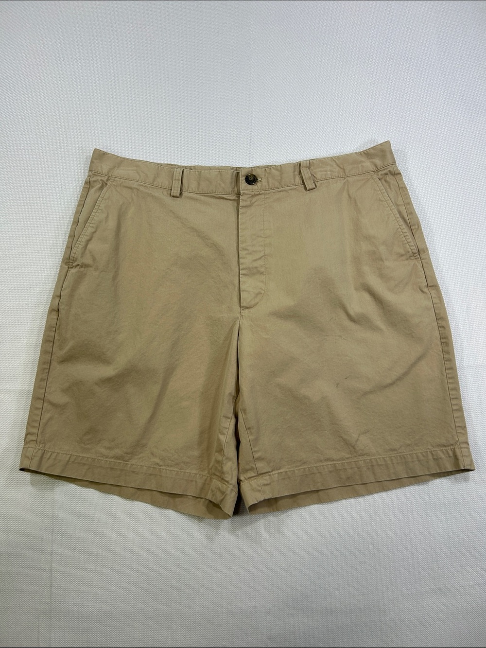 Brooks Brothers 346 Men’s Khaki Chino Shorts Size 38 Tan 100% Cotton Flat Front